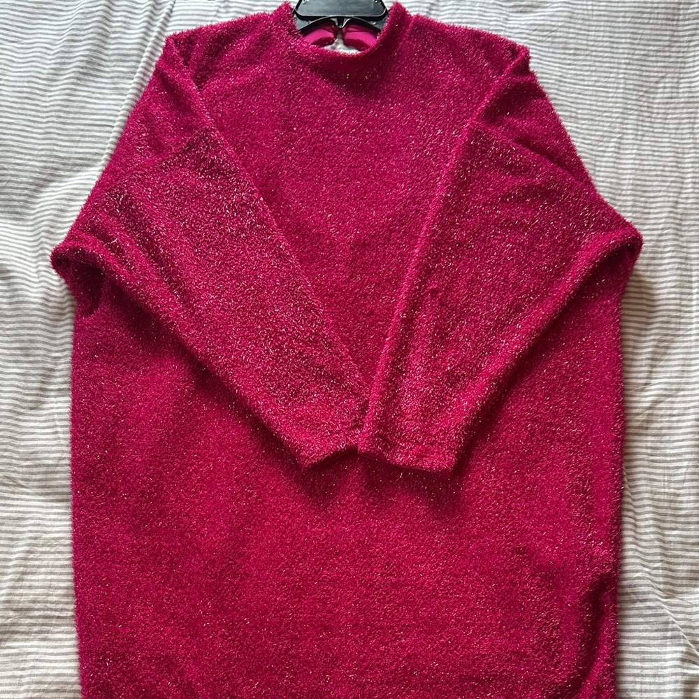 H&M Fuchsia Textured Long Sleeve dress